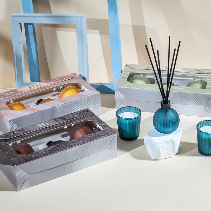 Függőleges csíkos kis poharak illatos gyertyák X2 Függőleges csíkos kis izzó illékony nád diffúzor palack