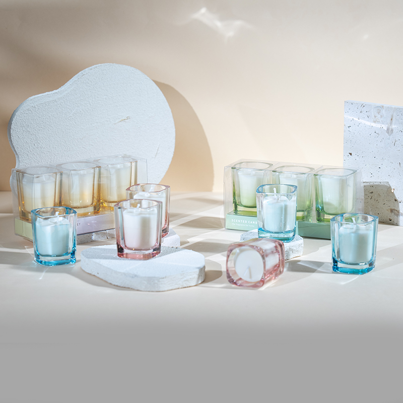 3db szögletes gyertya szett gradiens színnel