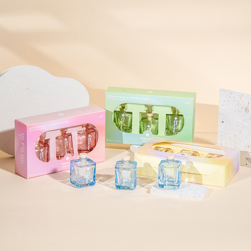 3 DB négyzet alakú palackos reed diffúzor készlet-3 DB aroma készlet