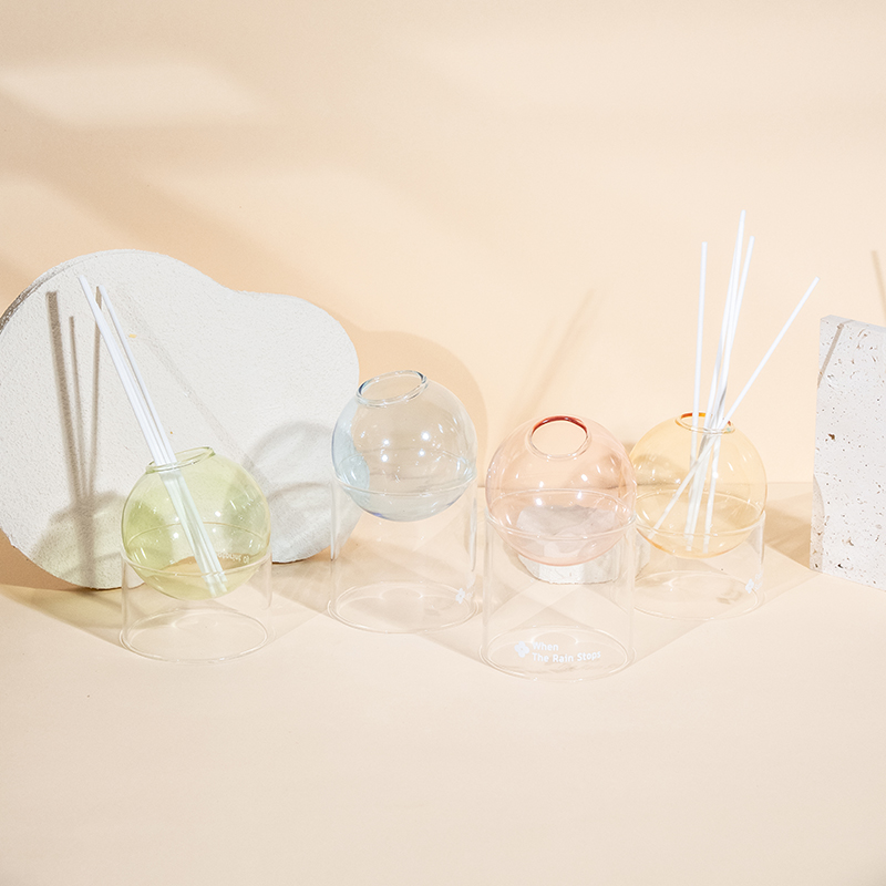 Átlátszó üveg alap, üveggolyó típusú náddiffúzor-formázó aromaterápia