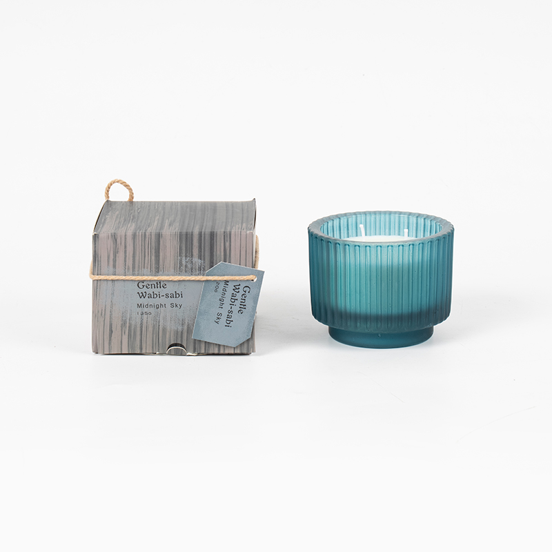 Kerek üveg gyertyapohár függőleges csíkokkal illatos gyertyák-eco szójaviasz gyertya eladó